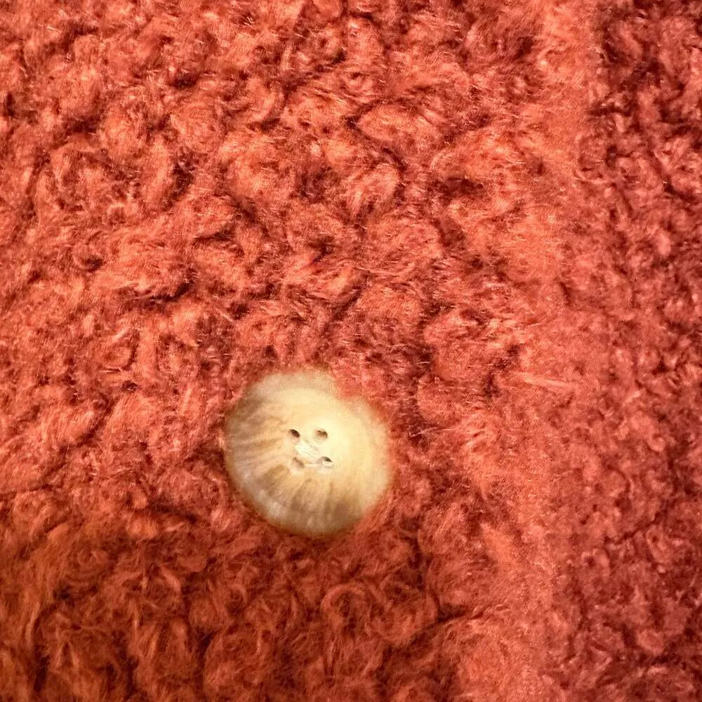 Faherty Rust Sherpa Teddy Jacket Button Front Fleece Coat Size Large MSRP$349 - Image 3