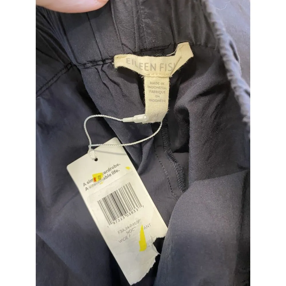 Eileen Fisher Wide-Leg Poplin Ankle Pants Women's 3X Nocturne Elastic Waist A35 - Image 6