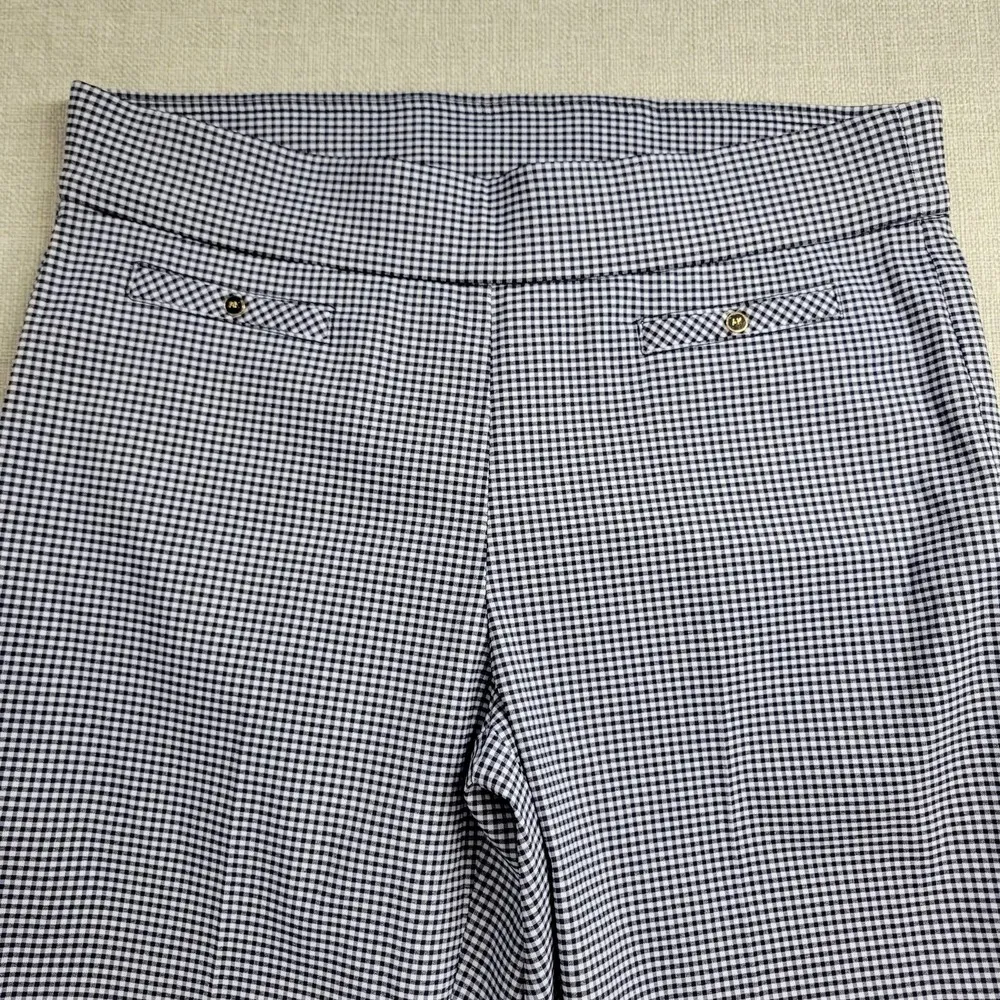 Anne Klein Womens Pants Size 4 Blue Gingham Check Pull On Straight Ankle Trouser - Image 8