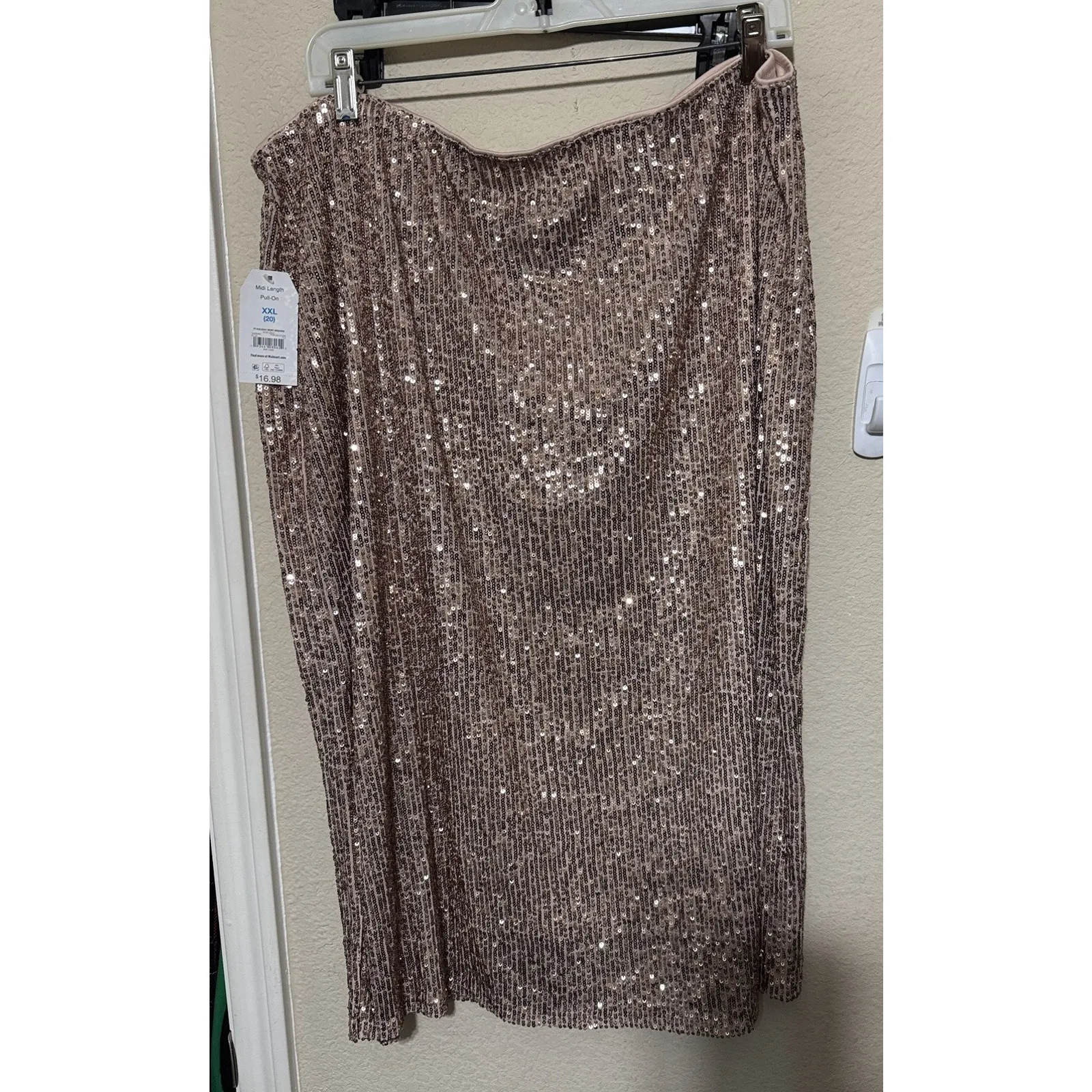 NWT Time And Tru Sequined Midi Pencil Skirt Rose Gold 2XL party glam formal Size XXL - Image 4