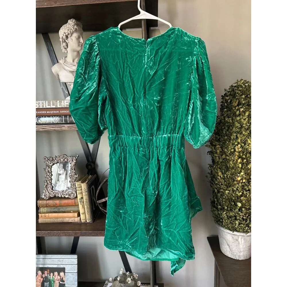 Rhode Pia Ruched Velvet Mini Dress Emerald Green Womens Size 6 - Image 9