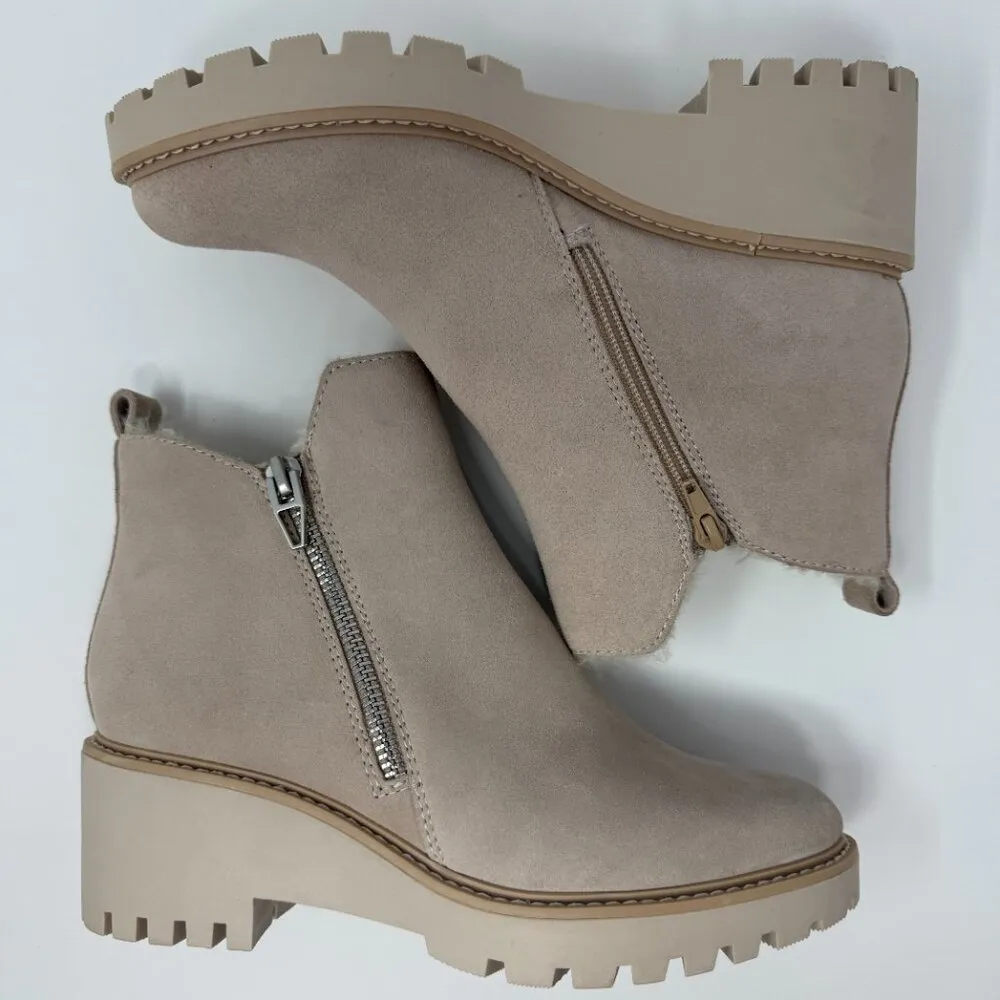 Dolce Vita Hollyn Booties Boots Natural Suede Fur Lined Women's 8 Beige NWOB Tan - Image 10