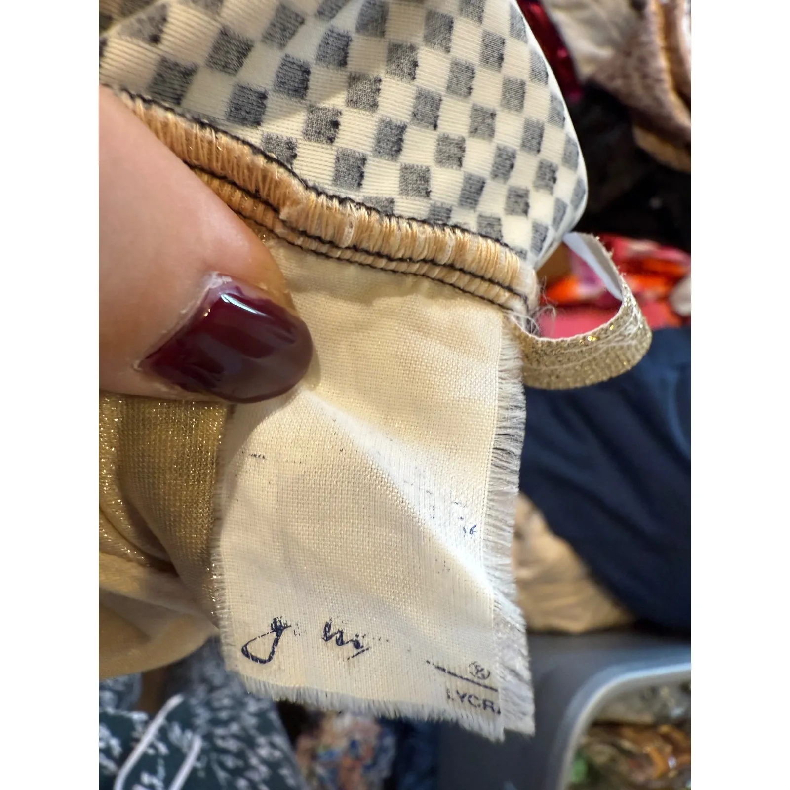 Gotttex Black White Checkerboard One Piece Swimsuit Red Trim Built - Image 4