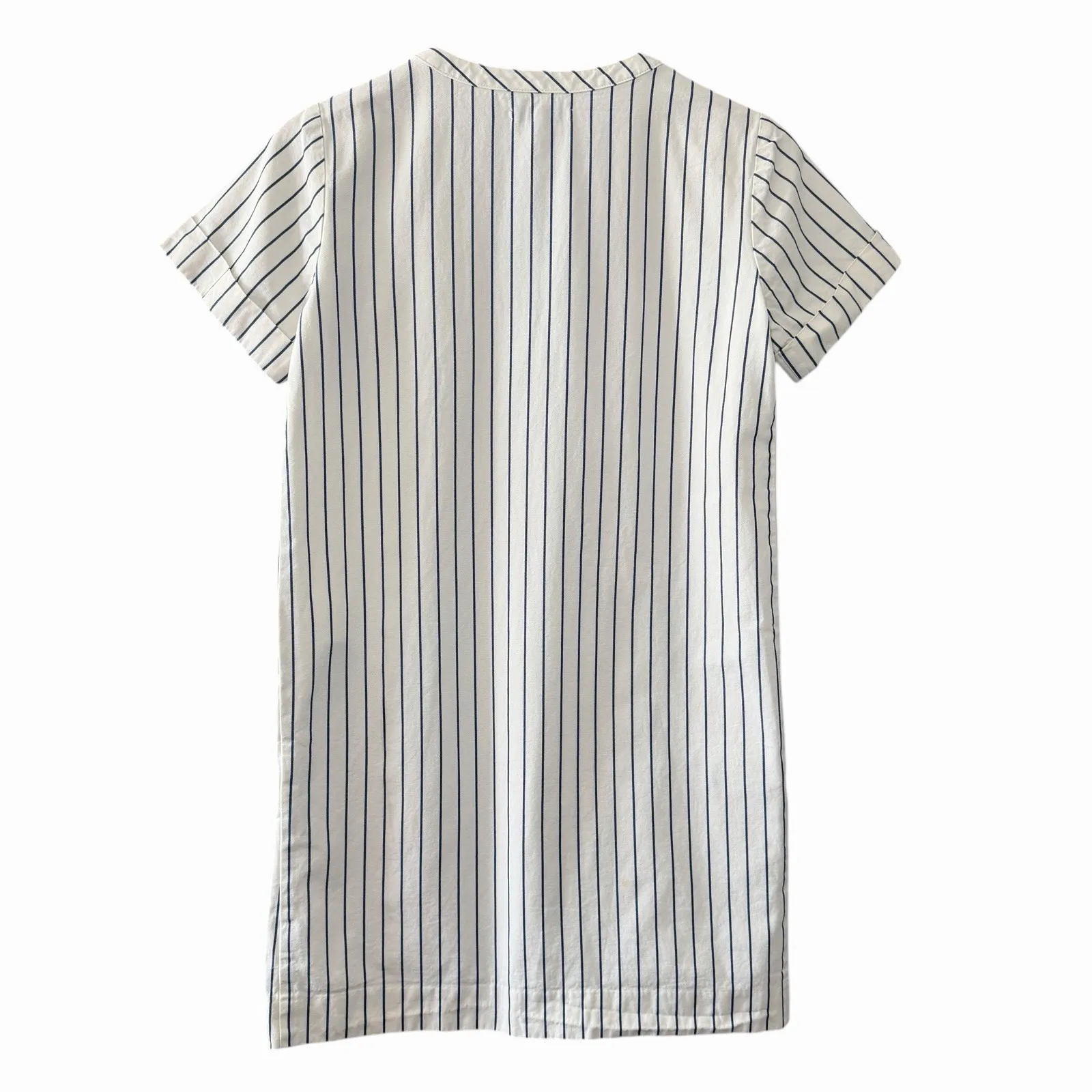 Madewell Womens Ivory Navy Stripe Cotton Tunic Shift Dress XS Pockets Nautical - Image 3