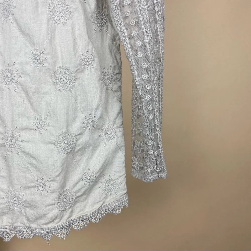 Nordstrom XS Hinge Lace Embroidered 3/4 Sleeve Top Boho Cottagecore Fairycore - Image 4