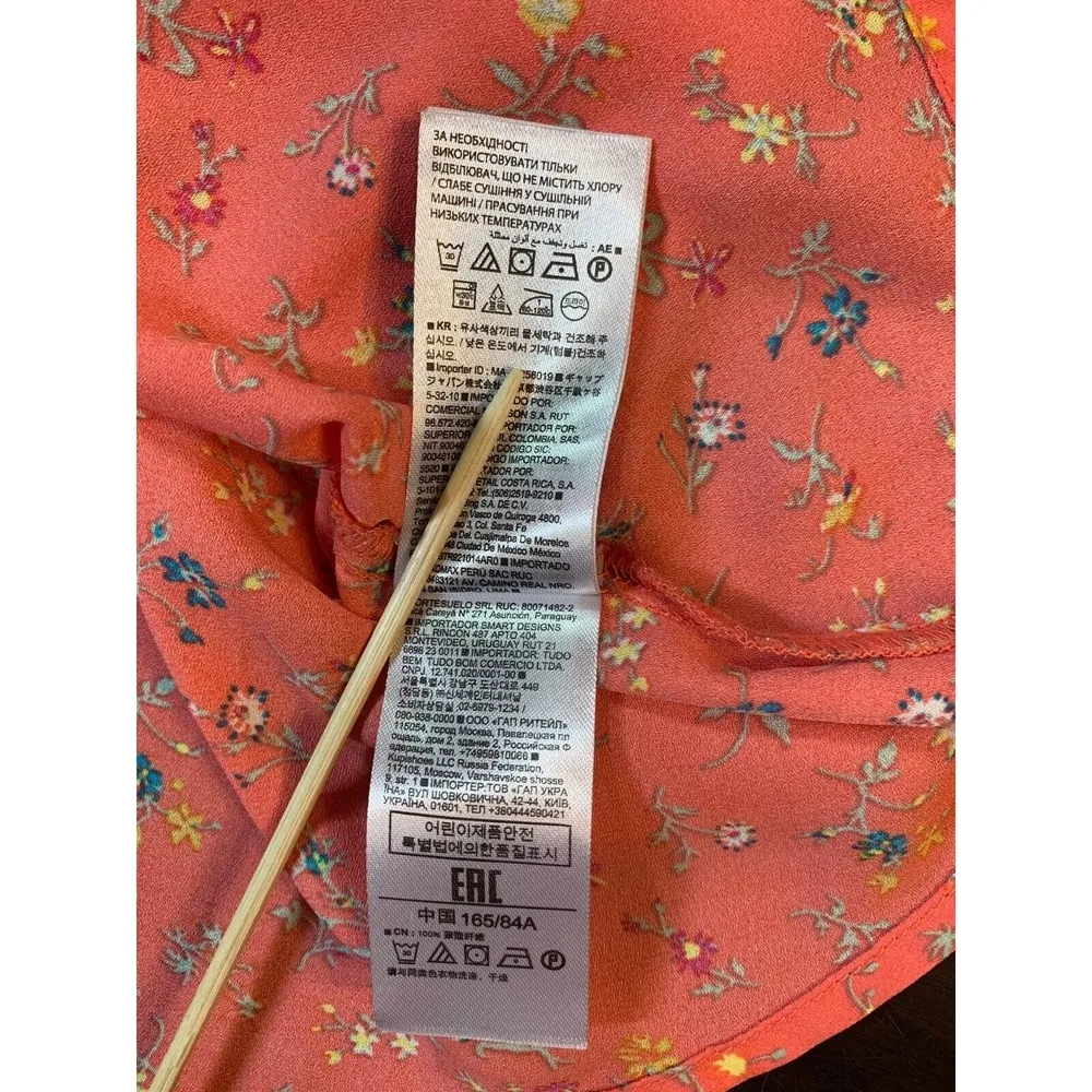 GAP Cottage Peasant Shirt Womens XS V Neck Pullover Prairie Floral Ruffle Sleeve - Image 7