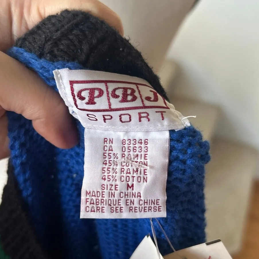 NWT Vintage 90s Knit Equestrian Horseback Riding Race Red Blue Green Cardigan Black Size M - Image 7