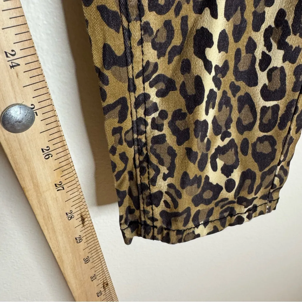 VIP ladies Y2K Leopard Print Skinny Jeans size 3/4 mobwife retro Brown - Image 7