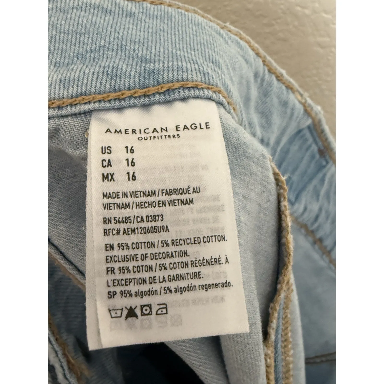 American Eagle Super Hi Rise Aline Mini Skirt 16 Light Wash Denim New - Image 6