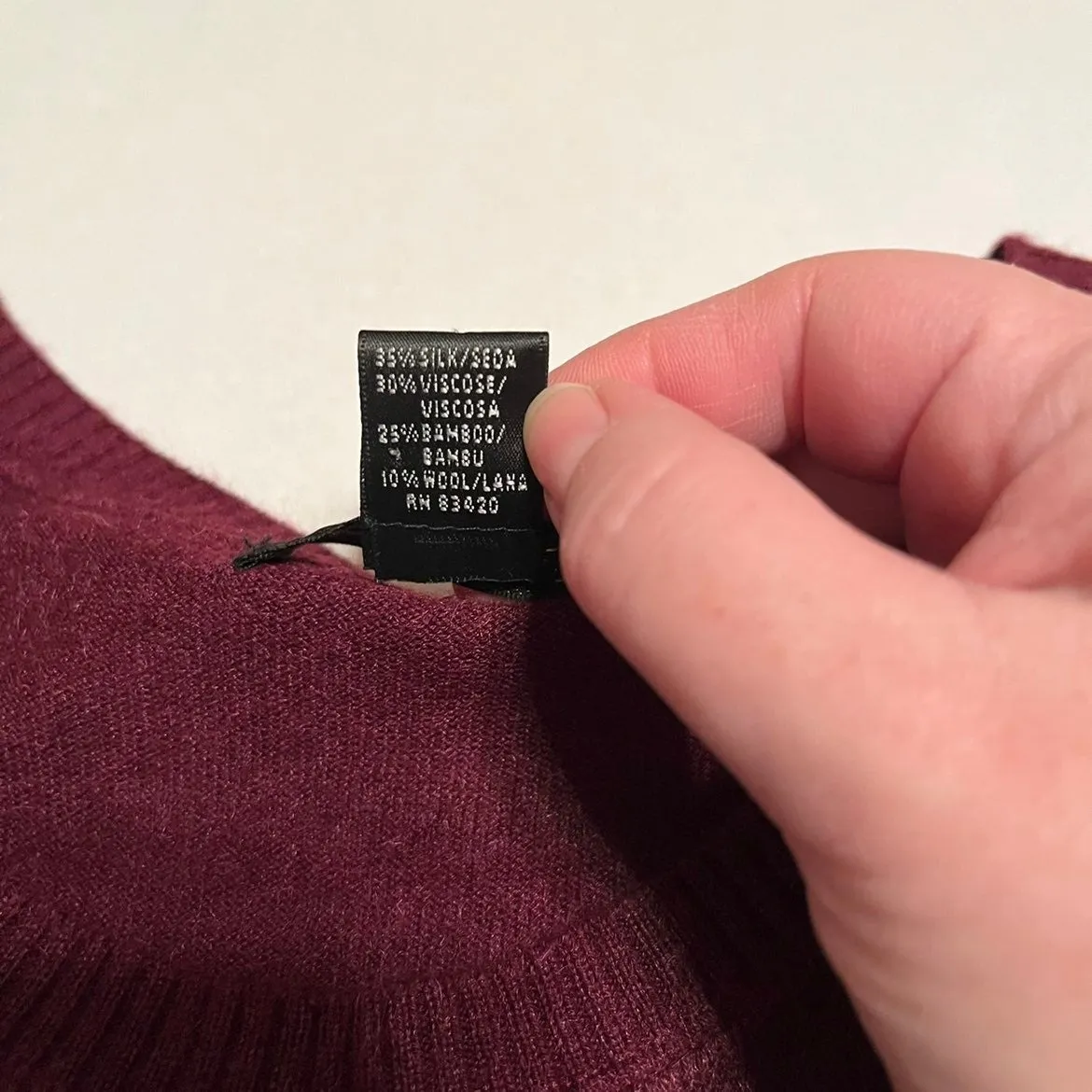 August Silk Sleeveless Sweater Womens Small silk viscose bamboo wool Burgundy - Image 6