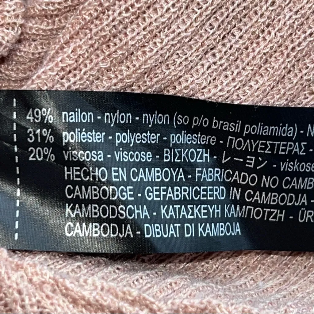 Zara Dusty Pink Boat Neck Knit Batwing Sweater w/Ruched Drawstring Sleeves- Sz M - Image 13