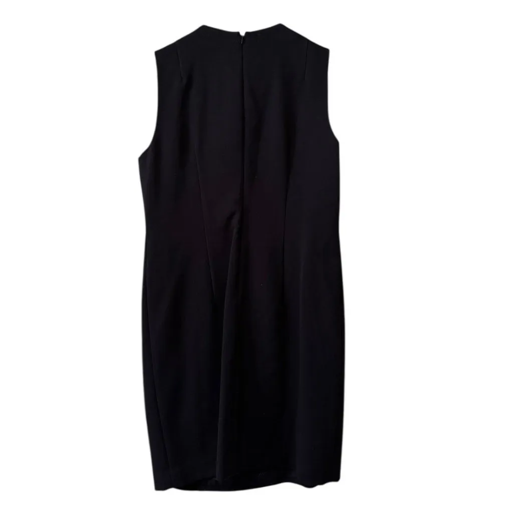 Michael Kors Women Size 10 Zip Black Sleeveless Dress Big Buttons Lined Classic - Image 2
