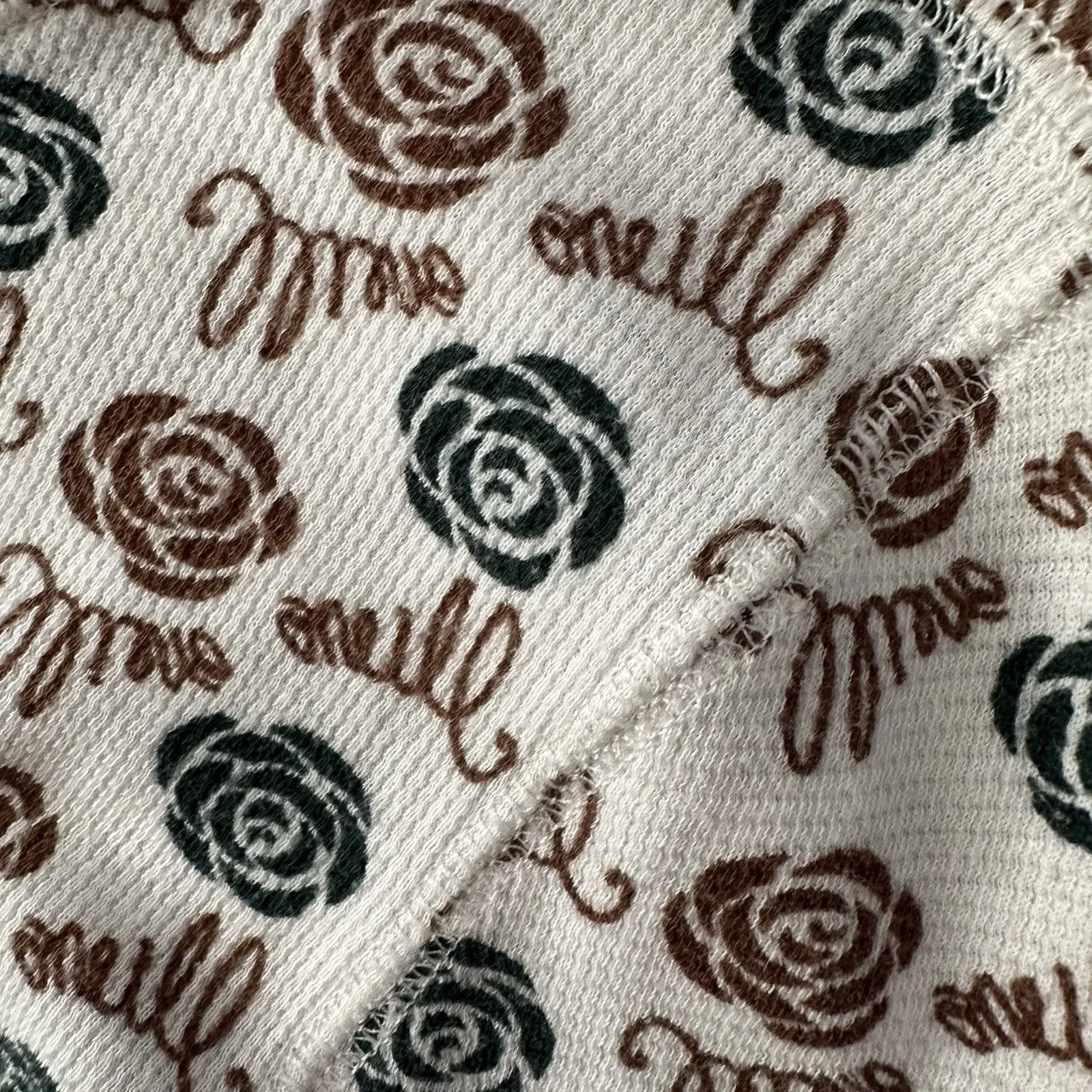 Oneill Top Womens XL Rose Brown Crew Neck Long Sleeve‎ Waffle Knit Thermal Y2K - Image 5