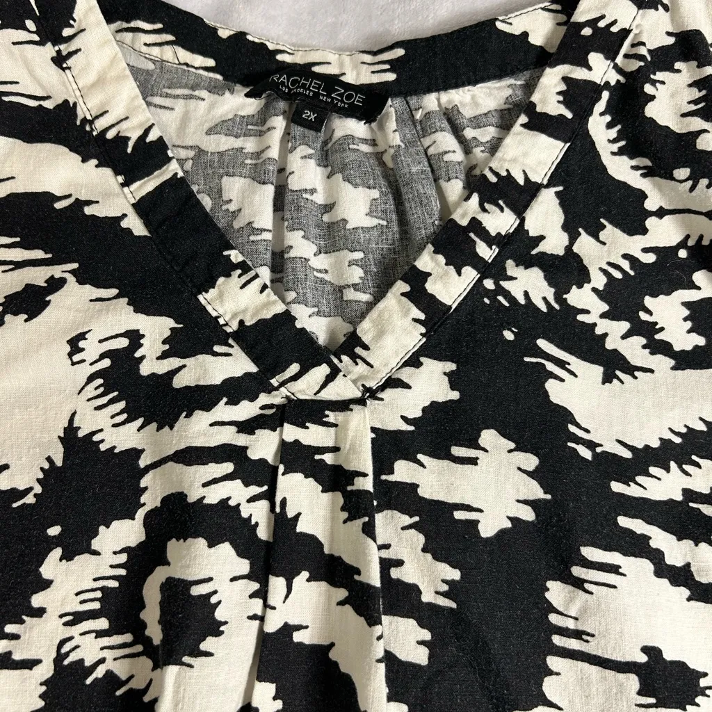 Rachel Zoe Black and White Patterned Women's Top Size 2X - Image 4