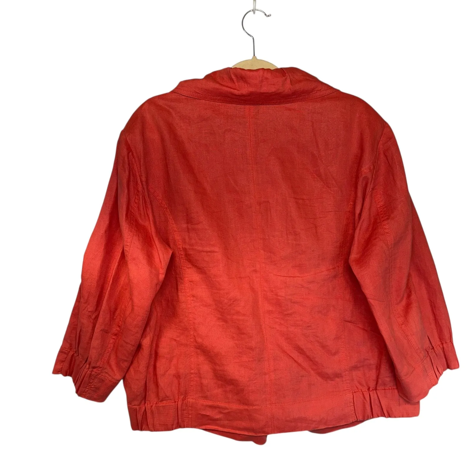 Bianca Orange Linen Collared Cropped Jacket Statement Bold Old Money Size XL - Image 5