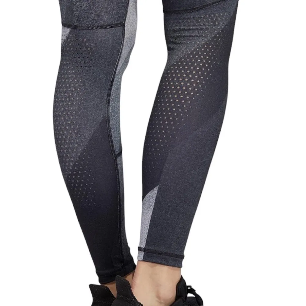 NWT Adidas Alphaskin Long Graphic Training Tights Glory Grey and White - Image 3