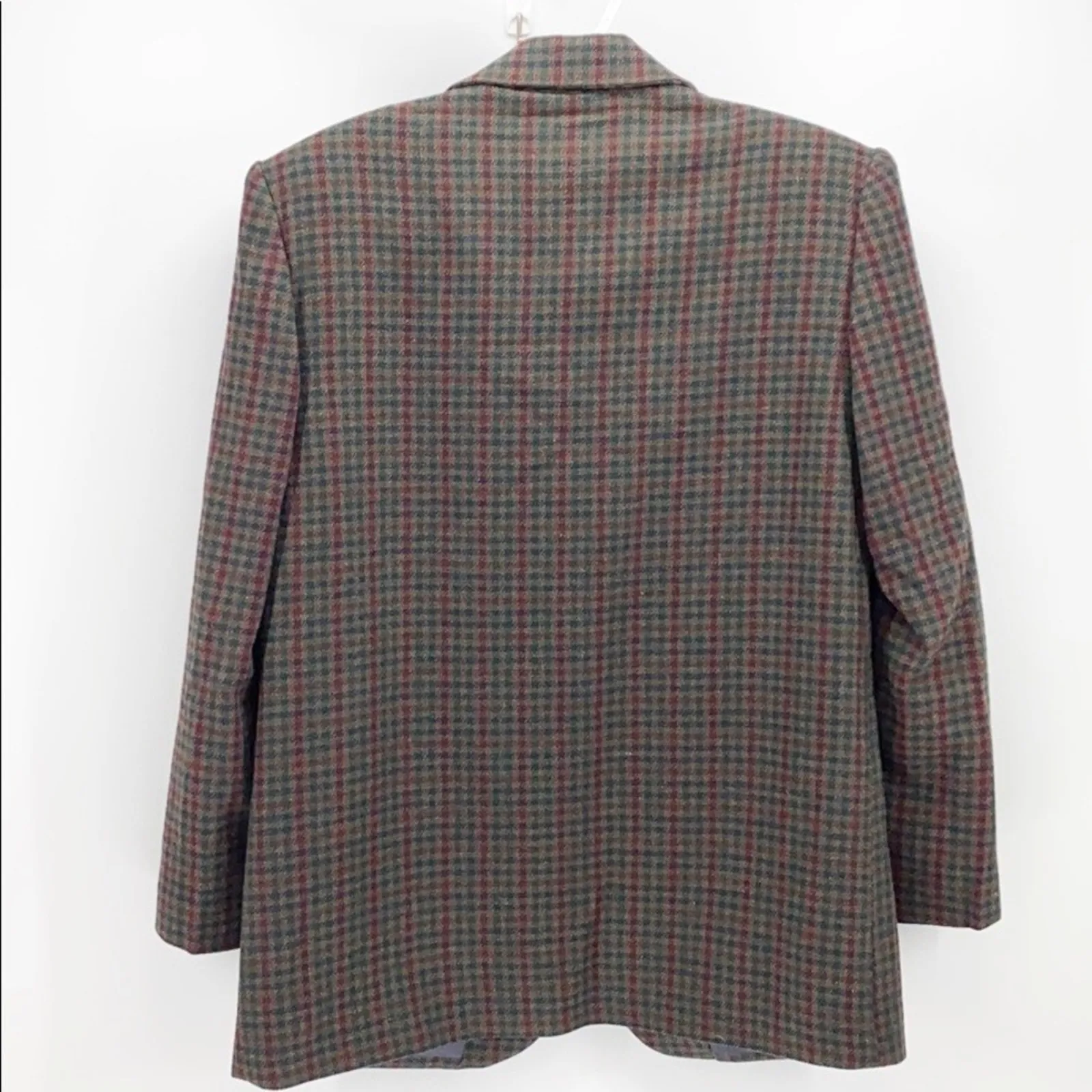 Vintage sag harbor boxy blazer wool oversized micro plaid academia size 10 - Image 2