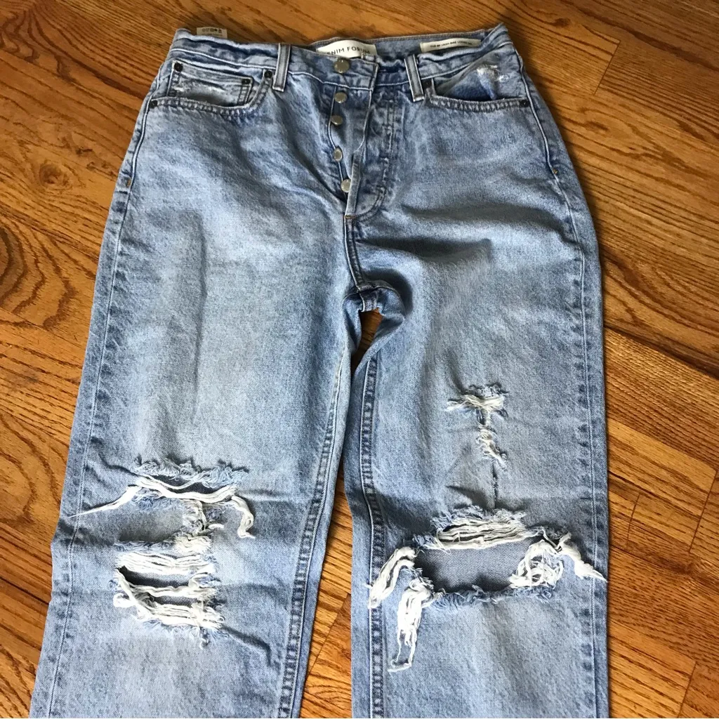 Denim Forum BF High Loose Distressed Jeans Blue Size 26 - Image 10