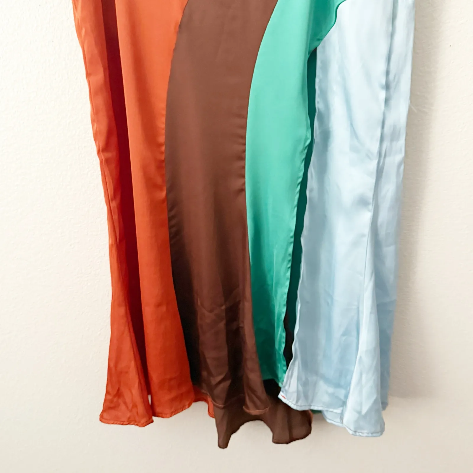 FREE PEOPLE | Jojo Crafty Midi Skirt Satin Panel Brown Orange Green Blue | 8 - Image 4