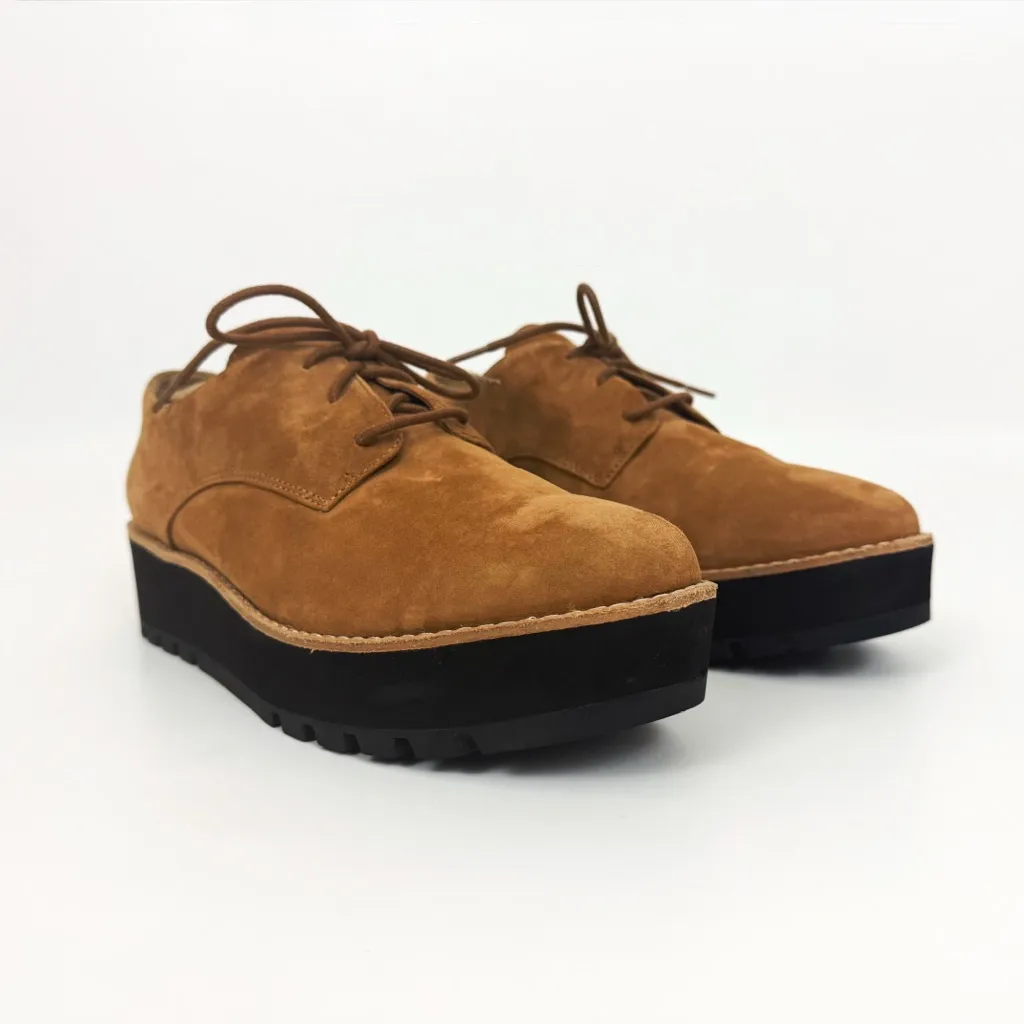 Eileen Fisher Eddy Suede Platform Oxford in Tobacco Brown | Size 7 - Image 3