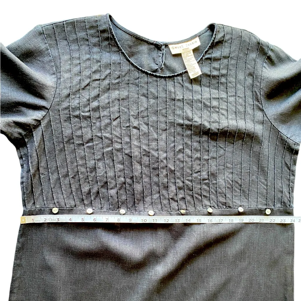 Sweet Jessie Plus Size‎ 100% Linen Long Sleeves Maxi Dress Black Size 2X - Image 6