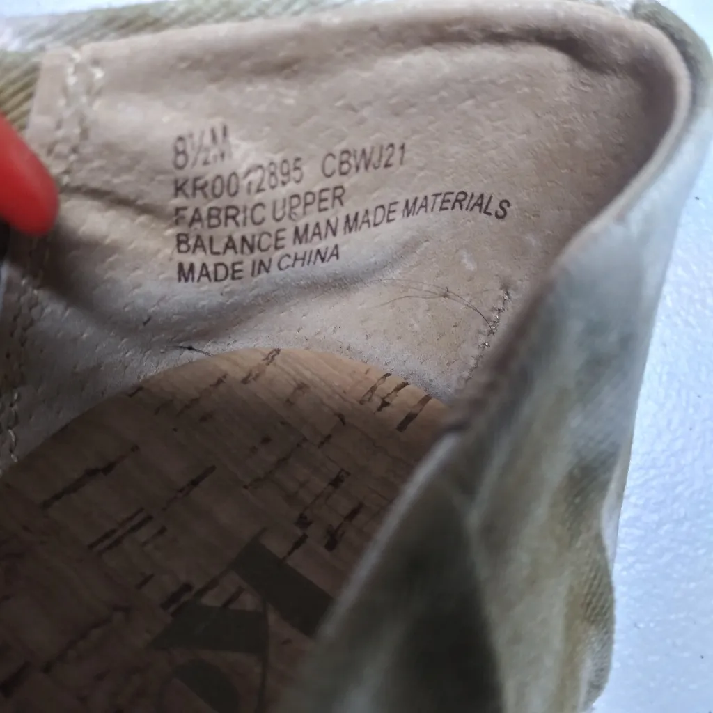 Korks Palmer Ballet Flat Loafer Pleated Fabric Khaki White Tie Dye Size 8.5 - Image 9