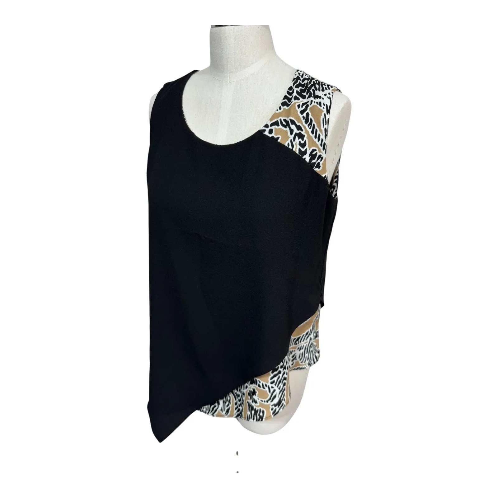 Alfani Black‎ Paisley Print Asymmetric Sleeveless Top Women's Size 4 Petite - Image 2