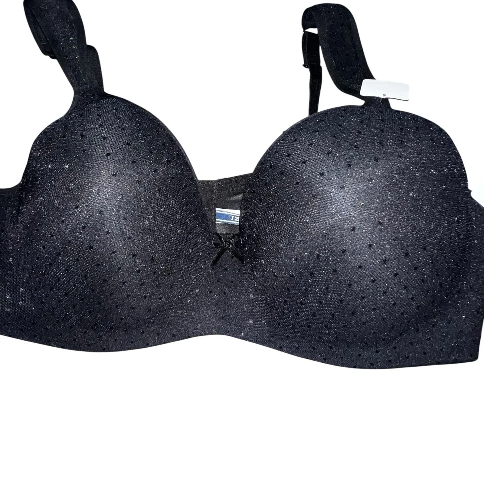 Izod Full Figure Hidden Wire Comfort Straps Black Sparkle Bra Size 42D New - Image 2