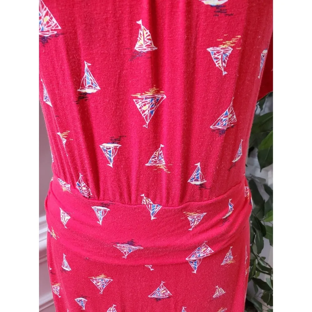 Signature Collection Women Red Round Neck Short Sleeve Knee Length Dress 18W - Image 3