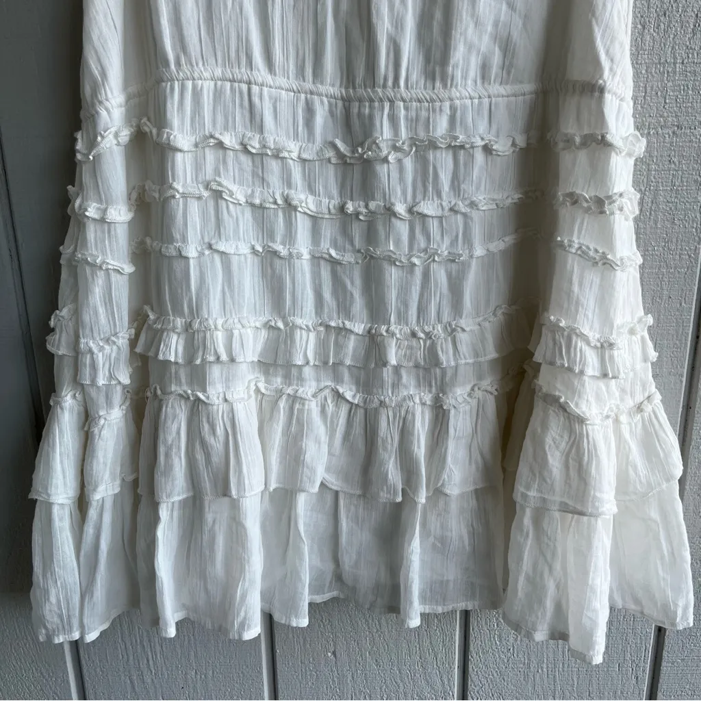 Free People Darcy Ruffled Mini Babydoll Dress in Ivory Size S - Image 8