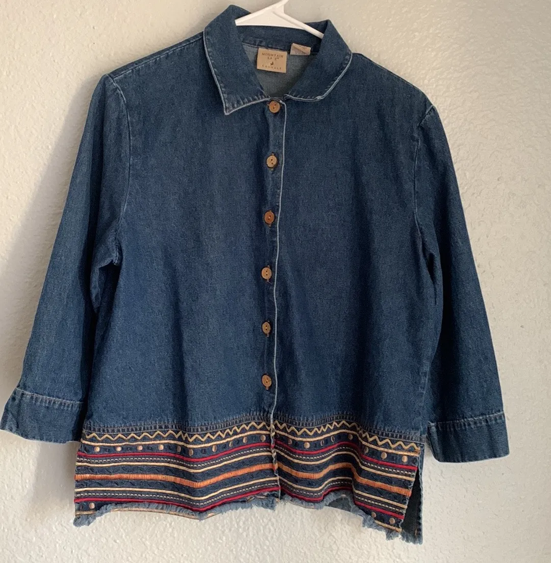 Mountain lake Denim Top Blue - Image 2