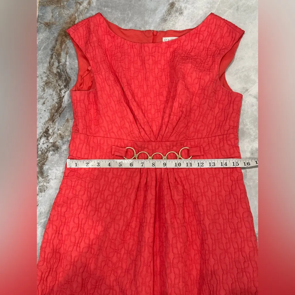 Sandra Darren  Vibrant Red Patterned Dress - Image 7