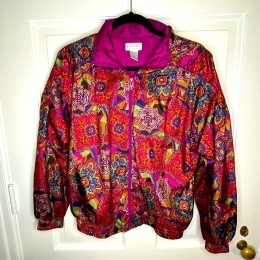 Vintage Lavon Pink & Orange Patterned Jogging Jacket Size Small - Image 3