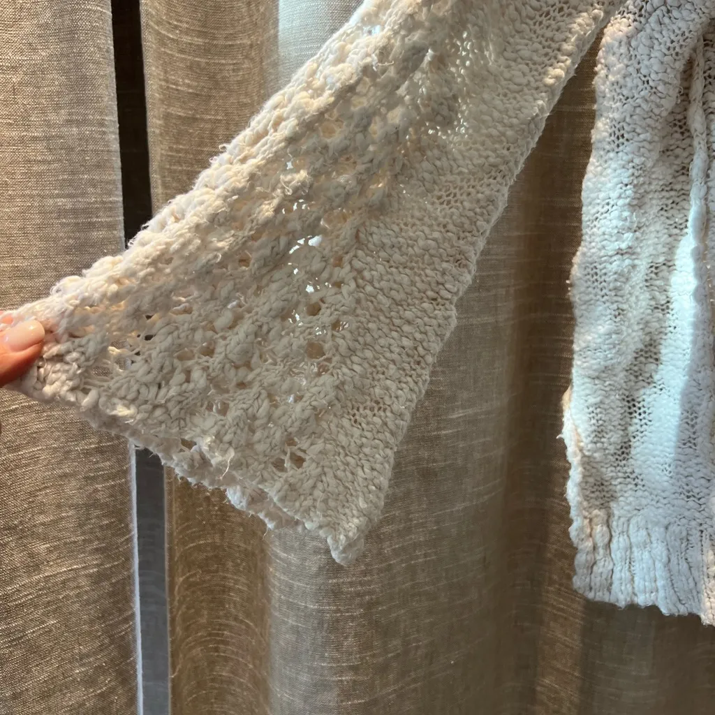 Free People Cream V-Neck Sweater - Image 4