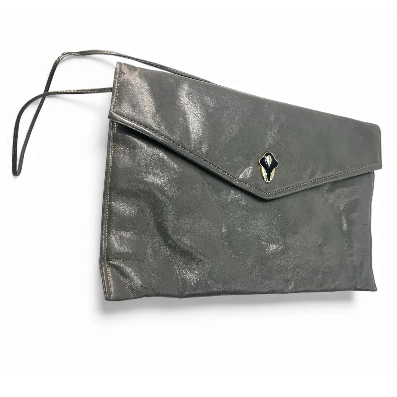 Shirl Miller Vintage Envelope Clutch Purse Bag Grey Sleek Minimalist BarbieCore Gray - Image 6