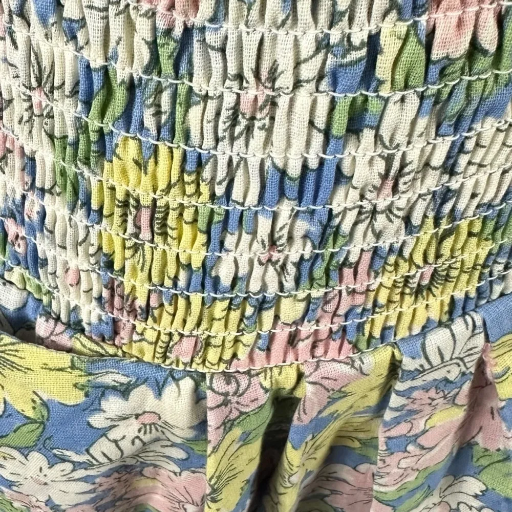 Free People Lewis Maxi Dress Pastel Small NWT Spring Floral Dainty Cottage Linen - Image 9