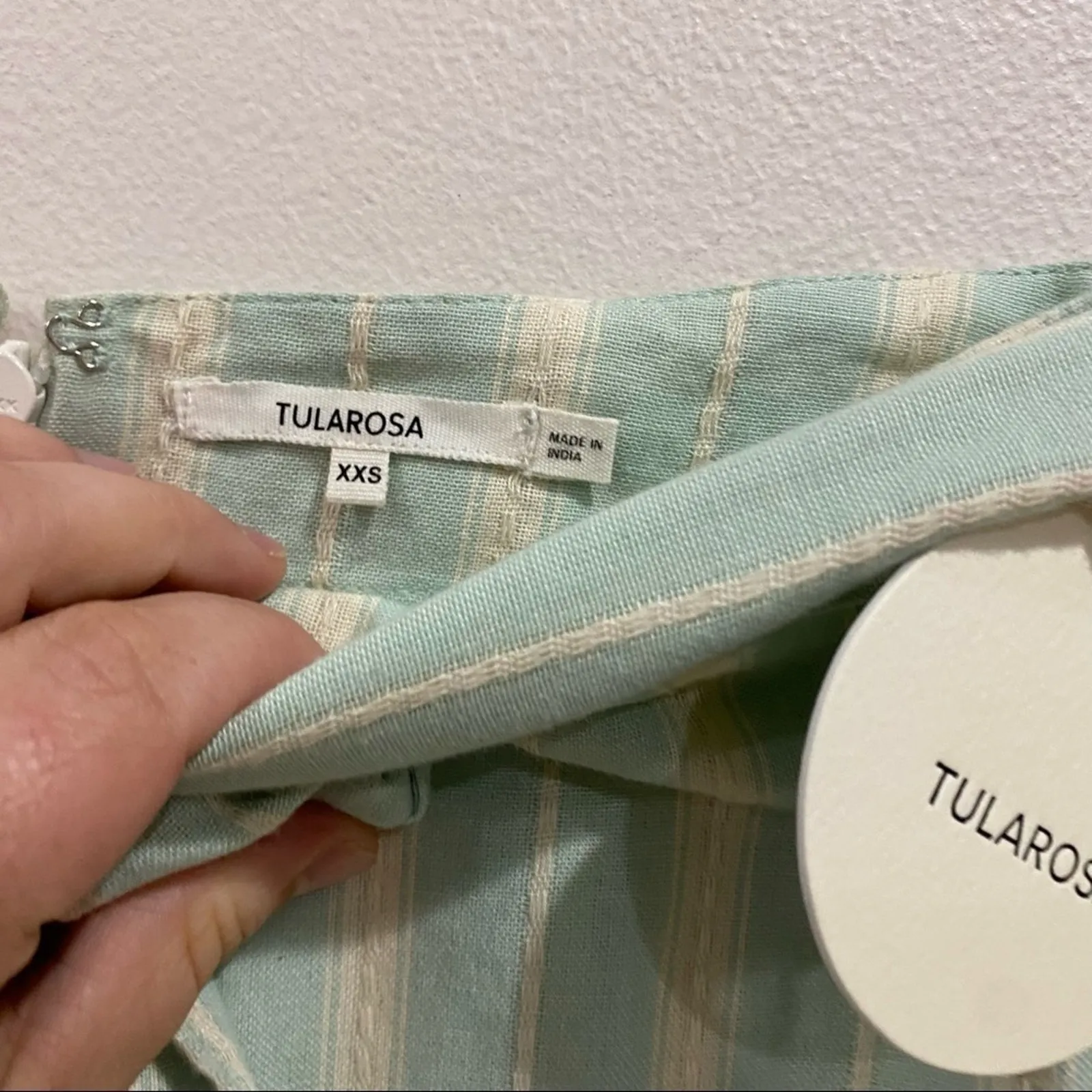 Tularosa Sydney Striped Wide Leg Pants Mint Green High Waist Belted Resortwear S - Image 5