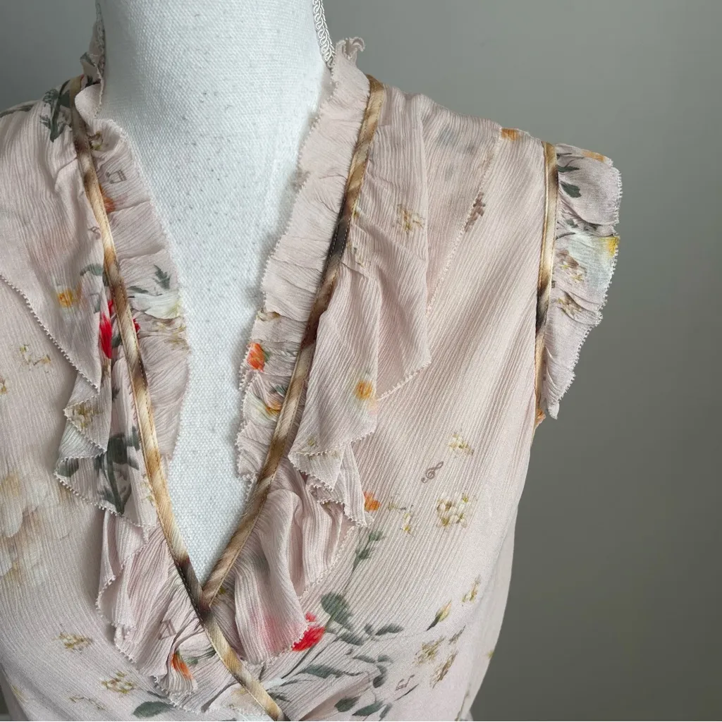ALLSAINTS | Ari Kora Dusty Pink Floral Print Wrap Dress Sz 4 - Image 6