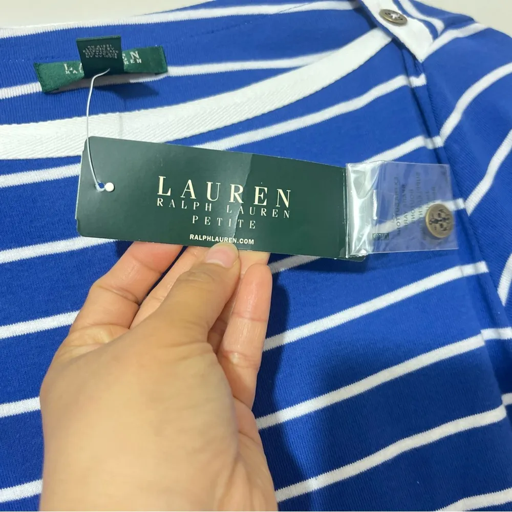 Lauren Jeans co. Ralph Lauren Striped Nautical Blue Midi Dress Size SP NWT - Image 6