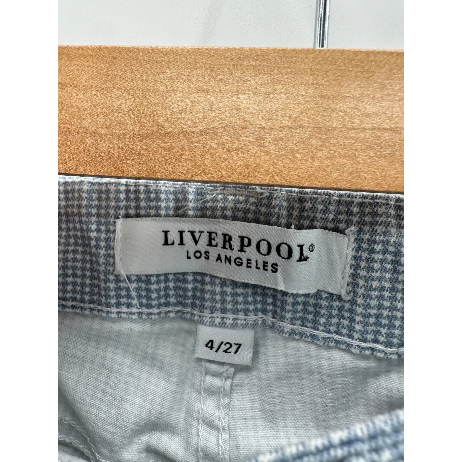 Liverpool Womens Blue Gingham Plaid Pull On Stretch Pants Size 4/27 Ankle - Image 5