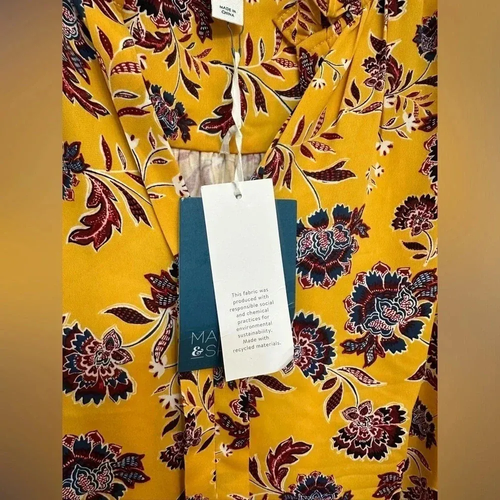 NWT Market Spruce XXL Tank Top Yellow Floral Mixed Material V-Neck Sleeveless - Image 4