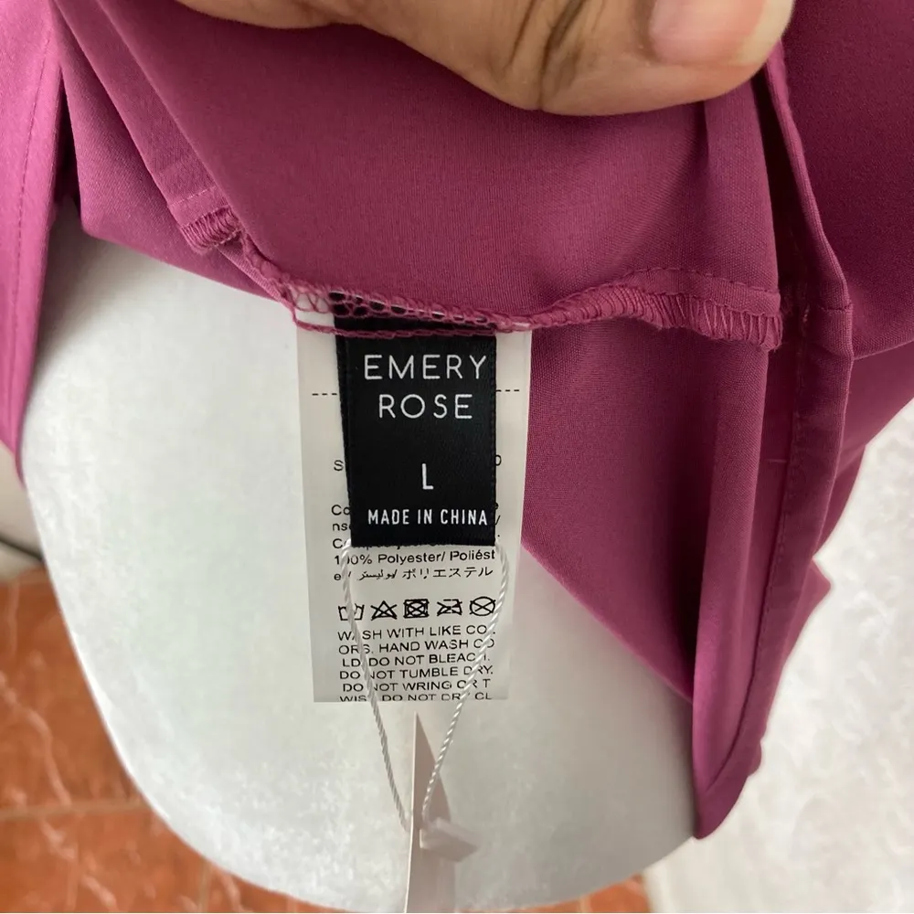 Emery Rose Solid Batwing Sleeve Scoop Neck Women blouse L NWT Pink Size L - Image 11