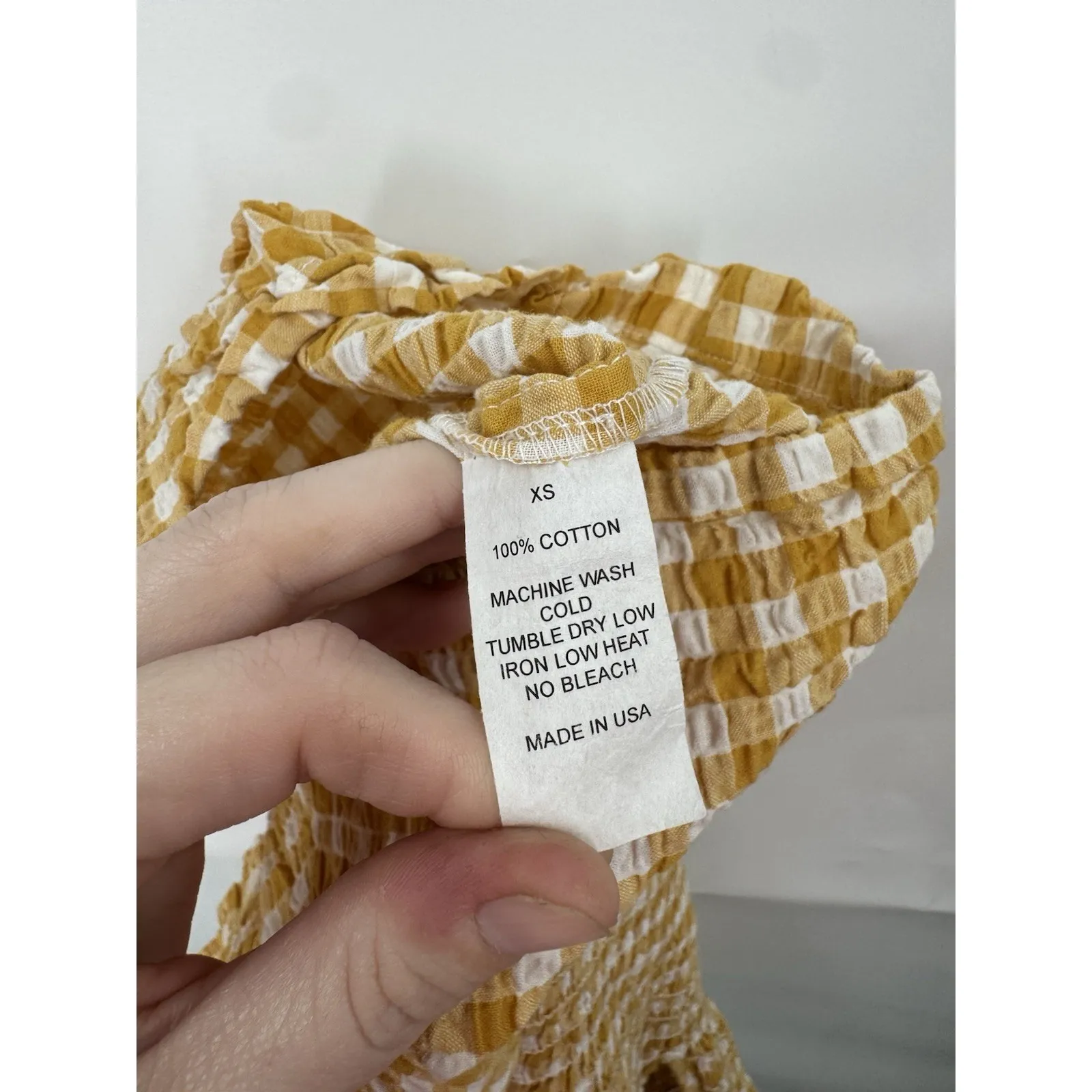 LeRumi Sienna Plaid Milk Maid Western Romper Women XS Yellow Peasant Prairie - Image 5