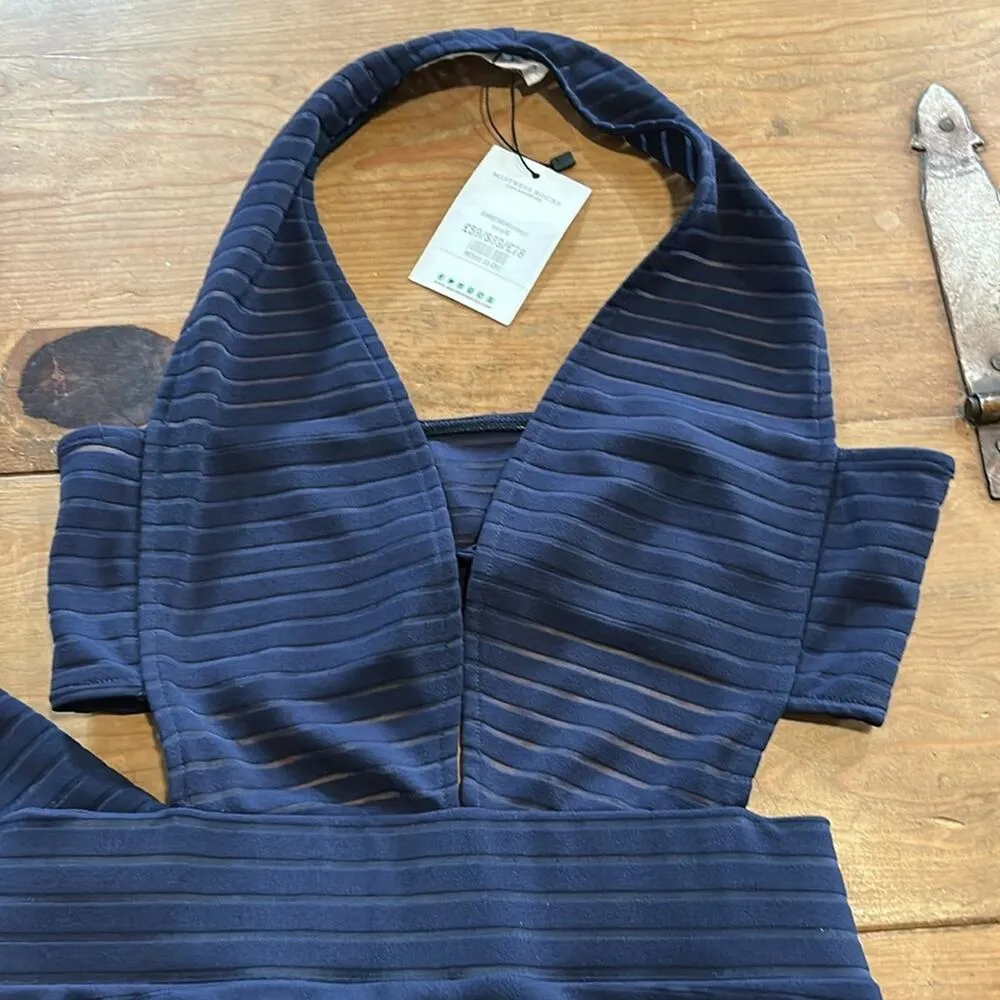 Woman’s Mistress Rocks Navy Halter Dress small No sleeves - Image 3