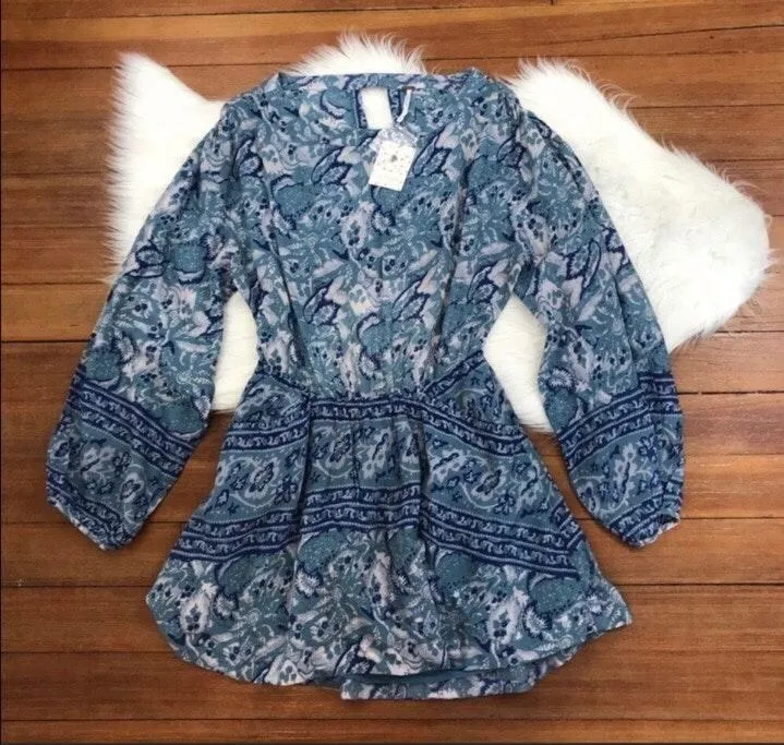 Sheer Blue Floral Print Dress - Image 4