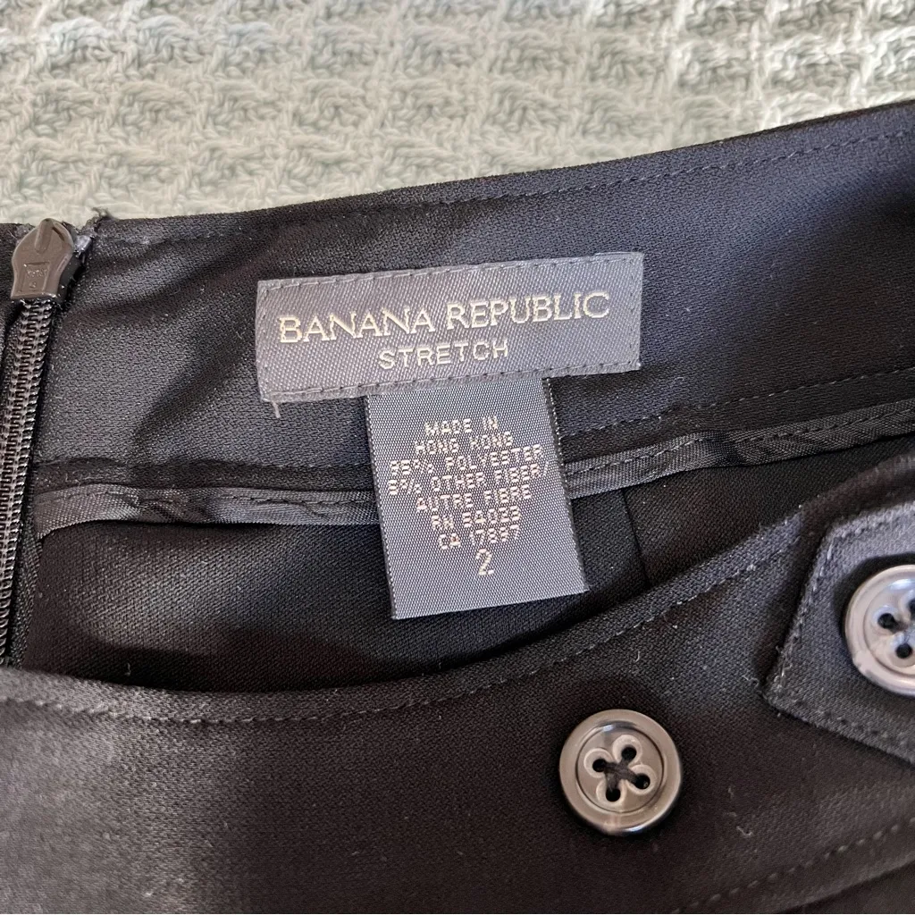 Vintage Banana Republic Black Mini Skirt Womens 2 Y2K 2002 Preppy Dark Academia - Image 3