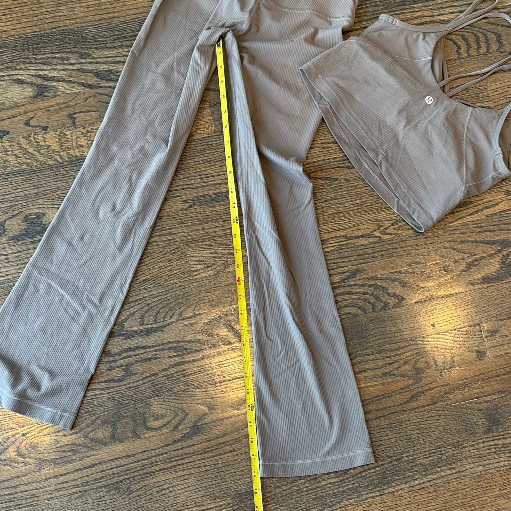 Lululemon Align Strappy Tank & Ribbed Mini Flare Short Leggings Set Nomad NWOT - Image 7