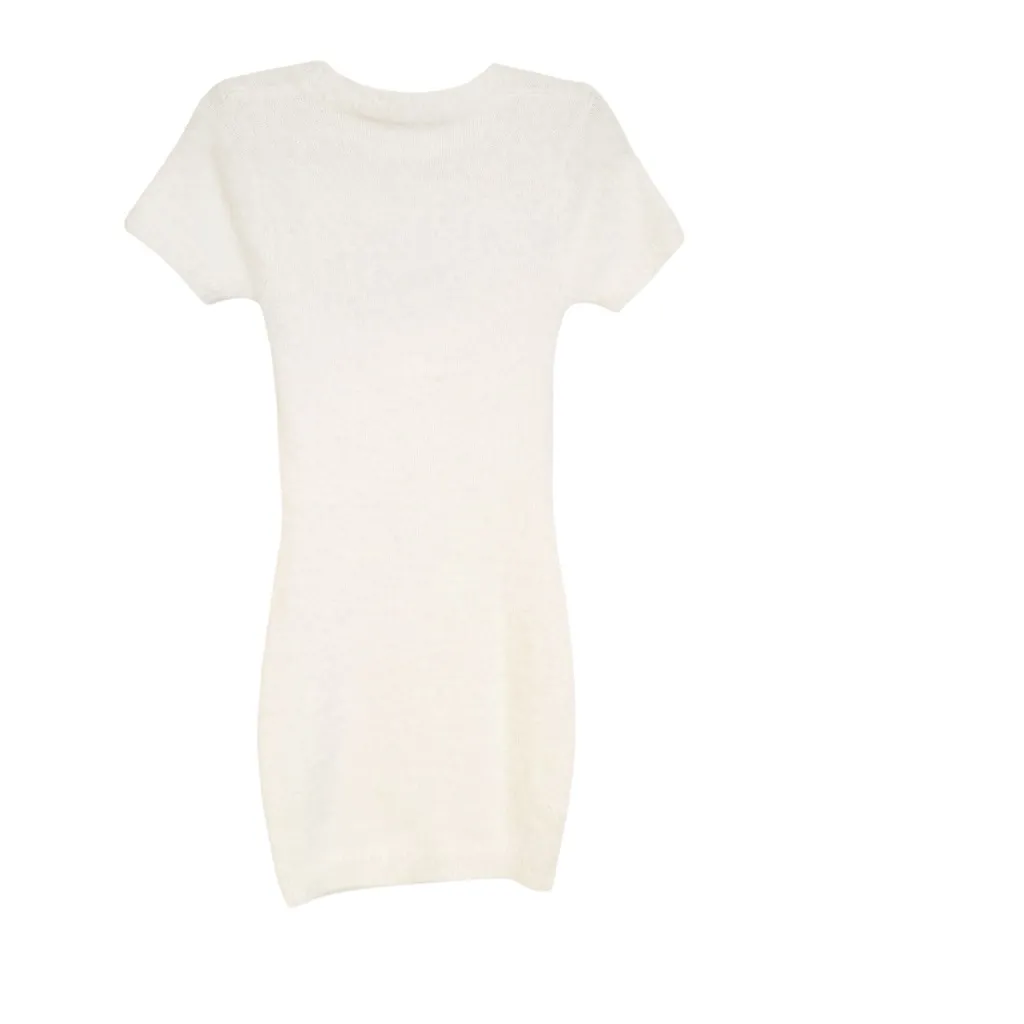 Superdown Revolve Lola Cut Out Fuzzy Knit Sweater Mini Dress White Size S - Image 6