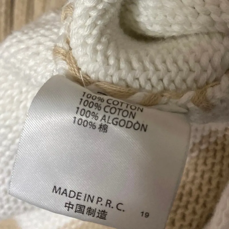 Brandy Melville Beige White Striped Colorblock Long Sleeve Sweater Top Size S - Image 4