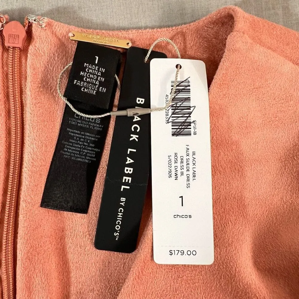 Chicos Black Label Women's Pink Faux Suede Sleeveless Midi Dress Size M 8/10 NWT - Image 6